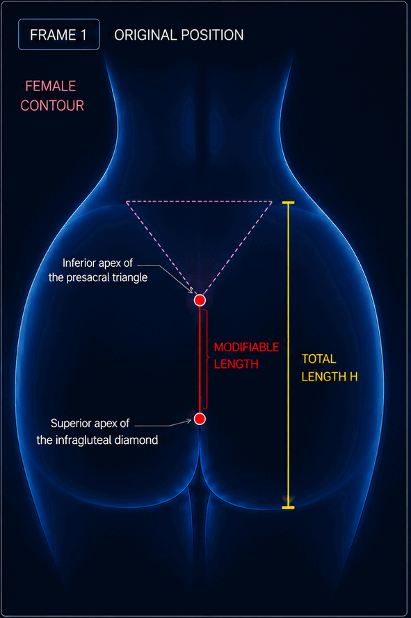 Shortening the modifiable gluteal length and lifting effect
